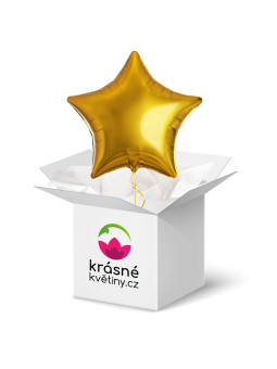 Zlatá hvězda - balón s heliem - KrasneKvetiny.cz